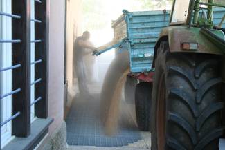 Anlieferung Weizen bei der Steigmühle in Engen